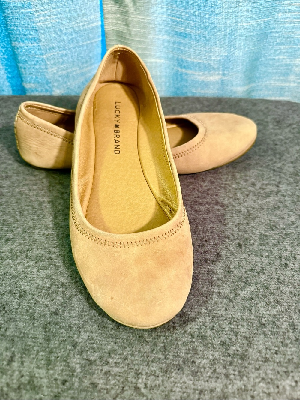 🍓Lucky Brand Peach/Tan Suede Ballet Flats